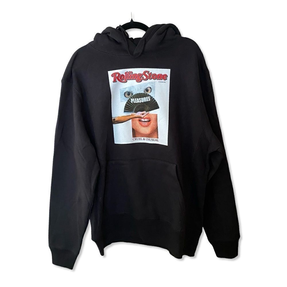 PLEASURES Rolling Stone sweatshirt men’s hoodie black streetwear graphic NWOT L - Picture 6 of 10